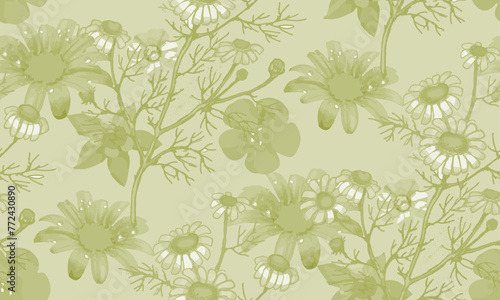 Seamless abstract floral pattern. In style Toile de Jou. Suitable for fabric, mural, wrapping paper and the like
