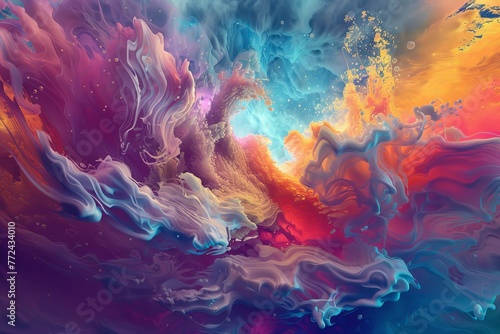vibrant colors swirling in futuristic underwater photo