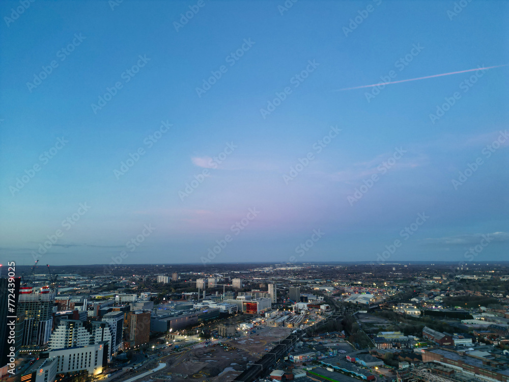Fototapeta premium City Centre Buildings of Birmingham Central City of England United Kingdom During Sunset. March 30th, 2024