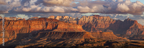 Zion National Park Mountains at Sunset and Storm Clouds