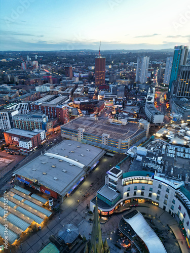 City Centre Buildings of Birmingham Central City of England United Kingdom During Sunset. March 30th, 2024