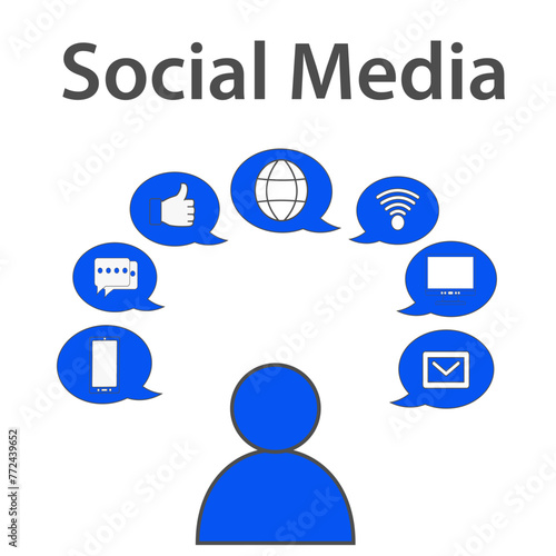 social network concept, blue, website icon, vector illustration. © YC Man