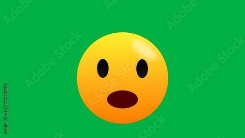 Seamless animation of head blasting emoji on green screen. Head blasting expression emoticon.