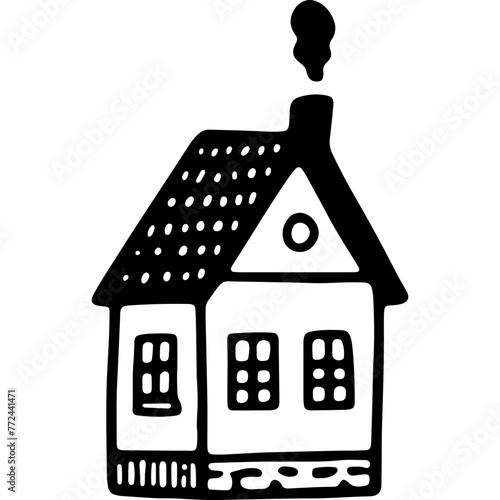 Doodle House With Smoke Coming From Chimney 