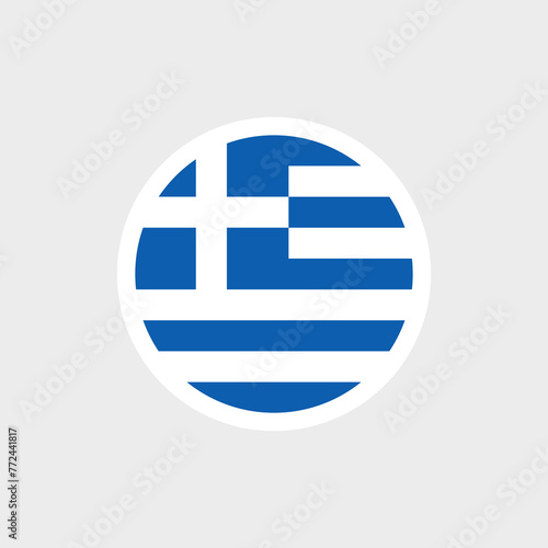 Flag of Greece. Horizontal blue and white stripes. In the roof there is an image of a straight (Greek) white cross. State symbol of the Hellenic Republic. Isolated vector illustration. photo