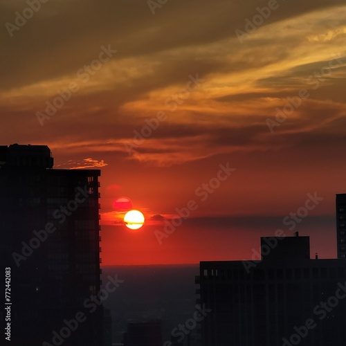 sunset in the city