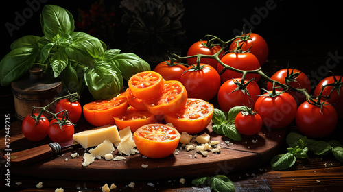 Food frame with dough and tomatoes © Mukhlesur