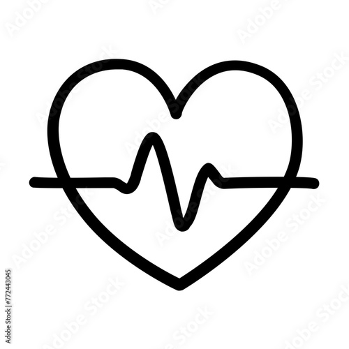 Hand drawn doodle style heartbeat line icon.