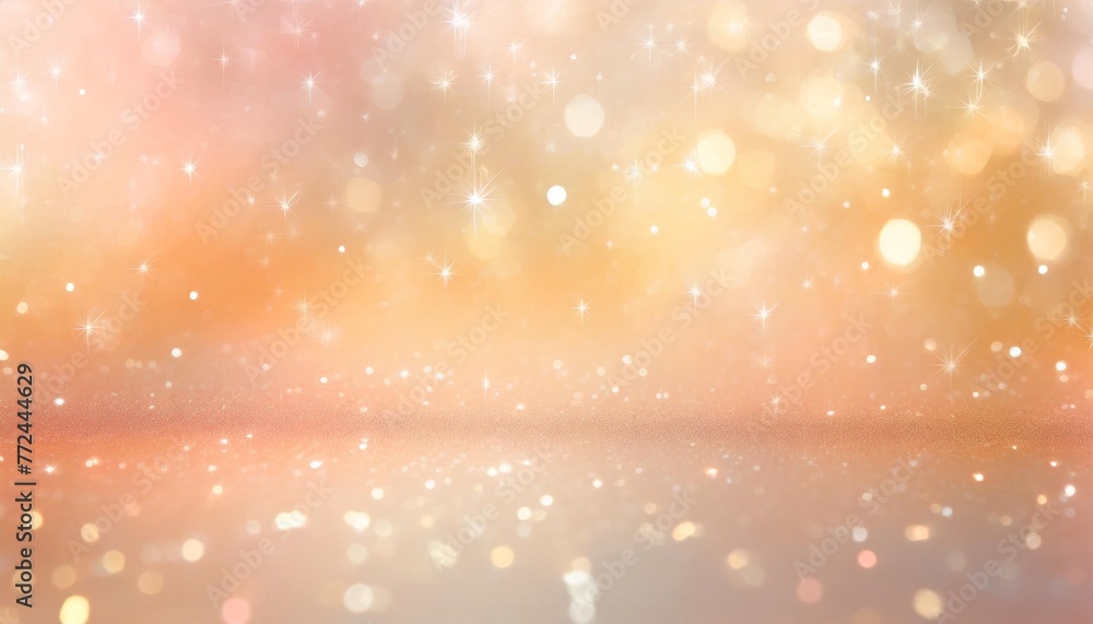 peach starry glitter feminine toned bokeh background banner wide pink and peach sparkling glittery star speckled background with a whoosh of stars moving through the middle