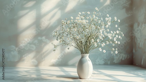White Flowers in Vase on Table