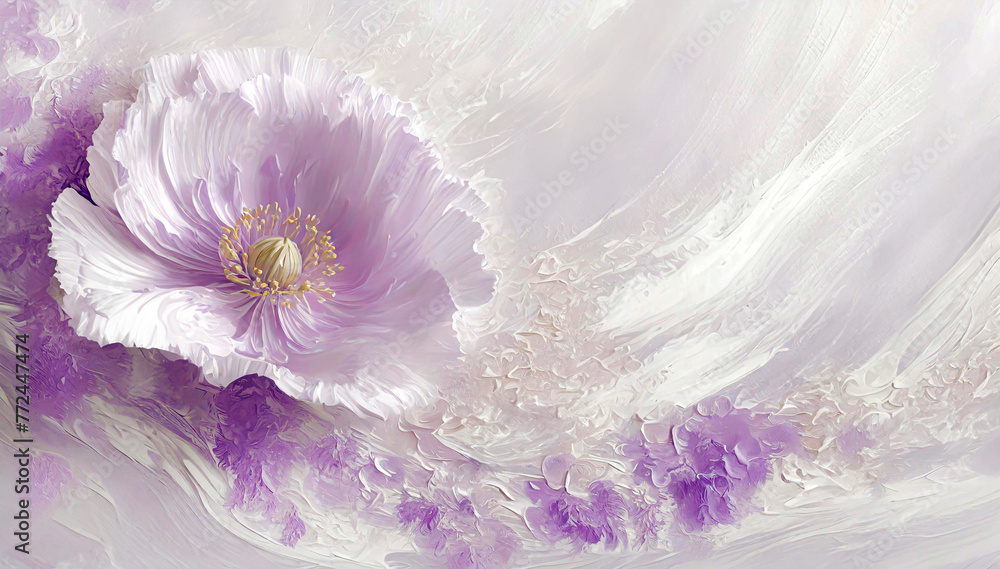 Naklejka premium Akrylowe białe tło, różowy kwiat mak. Puste miejsce