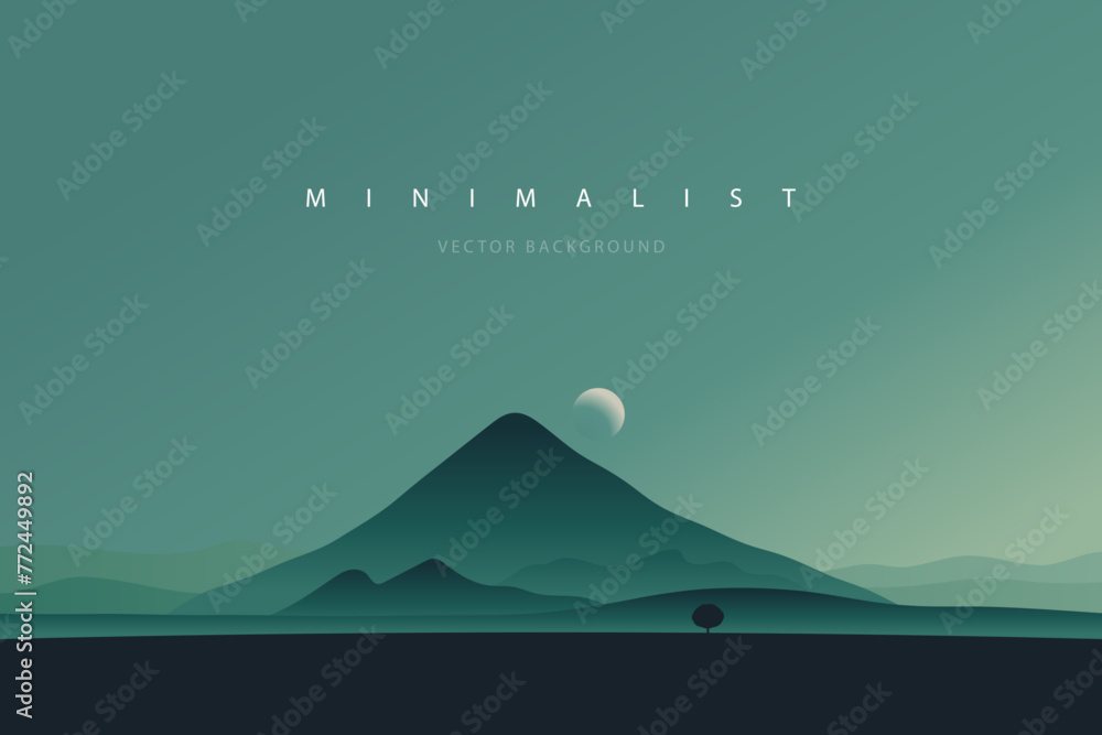 Minimalist abstract landscape poster. Nature wall decor.  Mountain background. Abstract art wallpaper for prints, art decoration, wall arts and canvas prints. Vector illustration