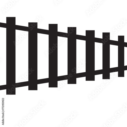 Vector illustration of curved railroad isolated on a white background. Straight and curved railway train track icon set. Perspective view railroad train paths.