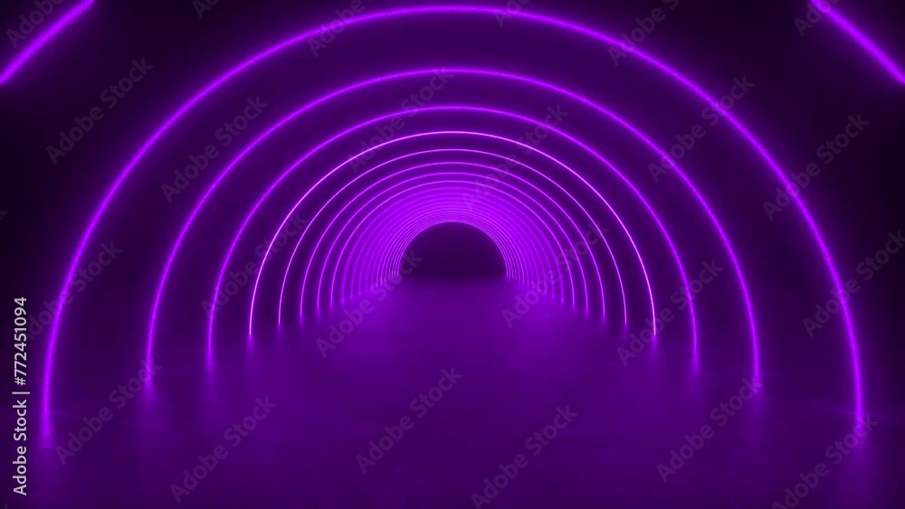 Explore a tunnel illuminated by purple neon lights embedded in the concrete floor, creating a futuristic and sci-fi ambiance. 4K 3D Animation Loop Futuristic Sci Fi Lines Explore a tunnel illuminated by purple neon lights embedded in the concrete floor, creating a futuristic and sci-fi ambiance. 4K 3D Animation Loop Futuristic Sci Fi Lines