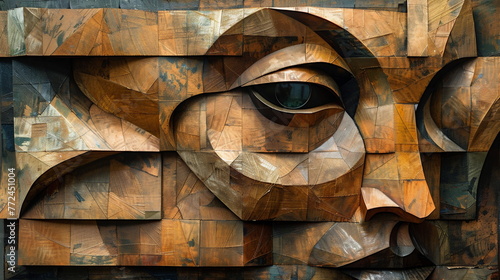 artwork of a face of a person with Splicing texture