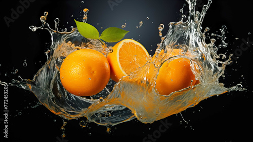 orange, with a splash of water, with perfect results Generate AI