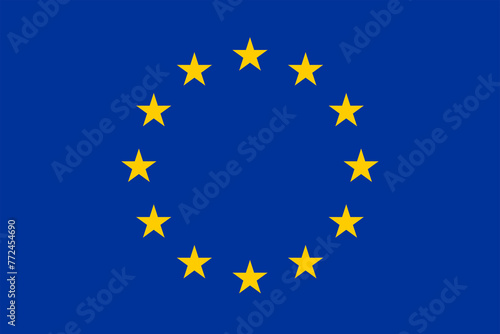 EU flag. European Union blue flag with yellow stars.