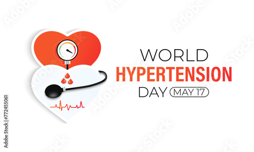 Vector illustration on the theme of World Hypertension day observed on every year May 17.  Hypertension show High blood pressure . Banner poster, flyer and background design.
