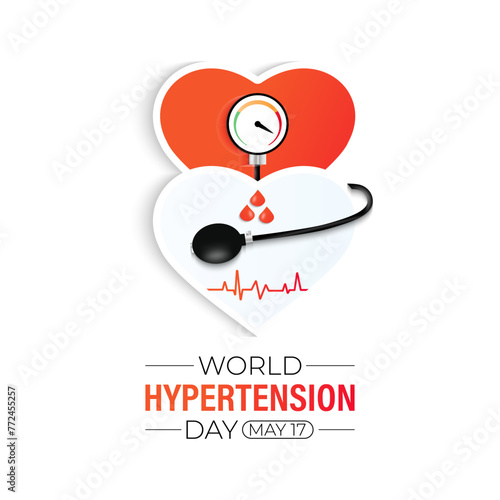 Vector illustration on the theme of World Hypertension day observed on every year May 17.  Hypertension show High blood pressure . Banner poster, flyer and background design.