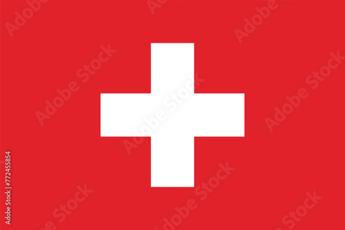Switzerland flag. Red flag with a white cross in the center. photo