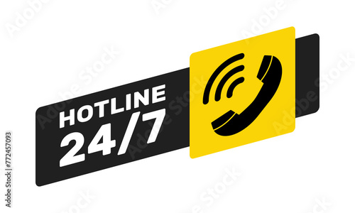Hotline 24 on 7 web banner. Customer service 24/7 vector illustration. 24 hours support center.