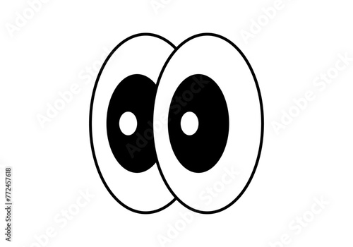 Icono negro de ojos mirando con caricatura. 