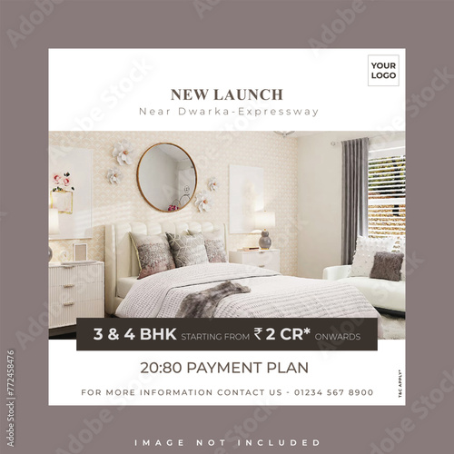 Real estate sale banner ad luxury 3 and 4 bhk living home