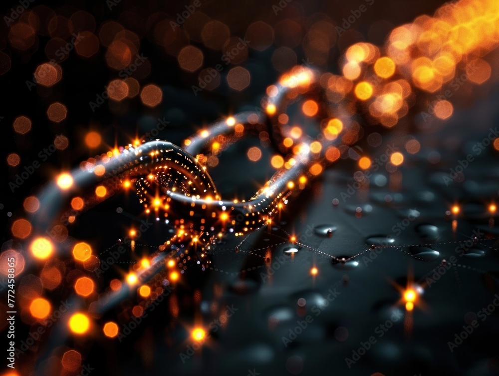 Detailed view of a string of lights, creating a pattern of illumination Detailed view of a string of lights, creating a pattern of illumination