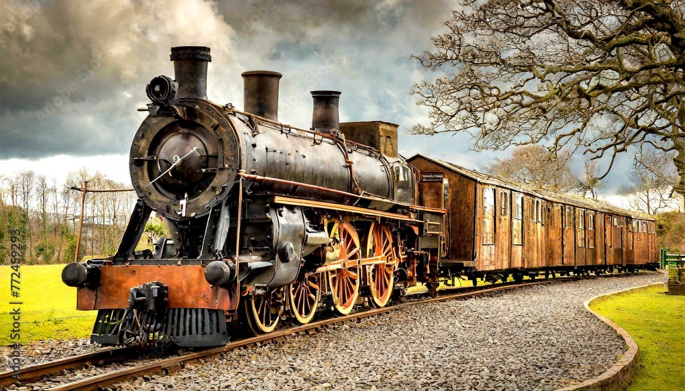 Steampunk Train - obrazy, fototapety, plakaty 
