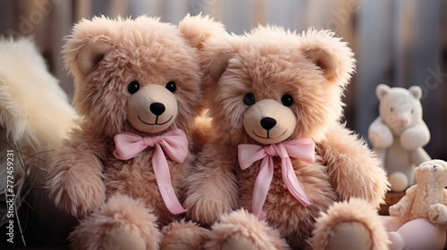  Big very soft teddy bears, brown, white background , Generate AI © VinaAmeliaGRPHIC