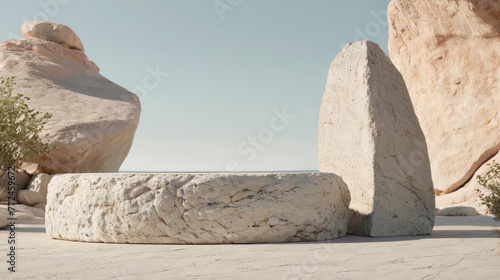 Large Rock in Desert Landscape