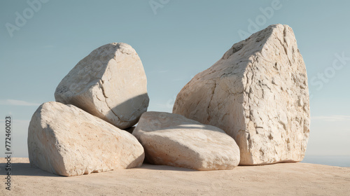 Group of Rocks on Sandy Beach