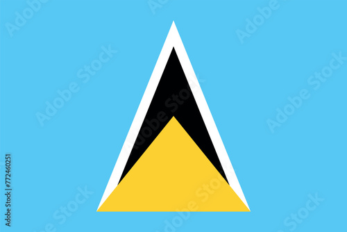 Flag of Saint Lucia. A blue flag with two triangles in the center. State symbol of the Federation of Saint Lucia.