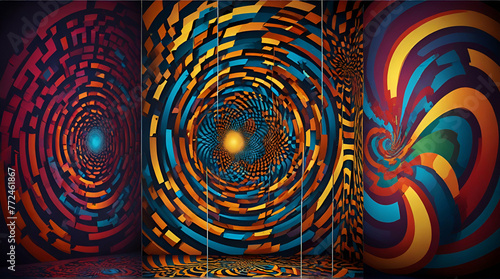 Vector Optical illusion Spin Cycle set .Generative AI