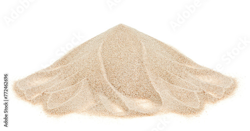 Desert sand dunes isolated on a white background. Dry beach sand.