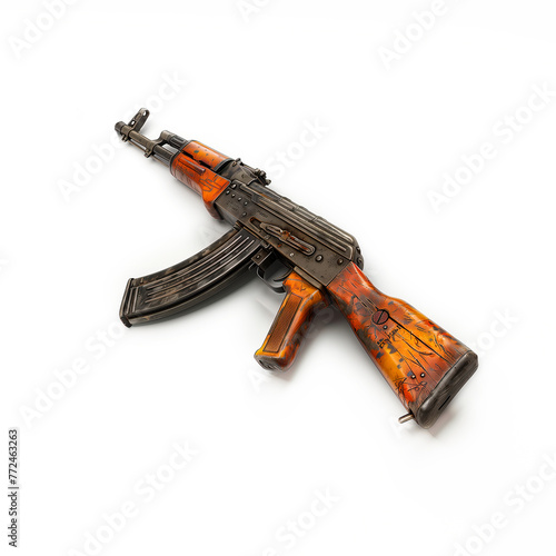 Modern automatic rifle isolated on white background. AK-47