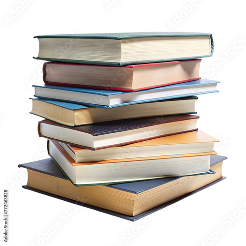 Stack of books isolated on a transparent background.