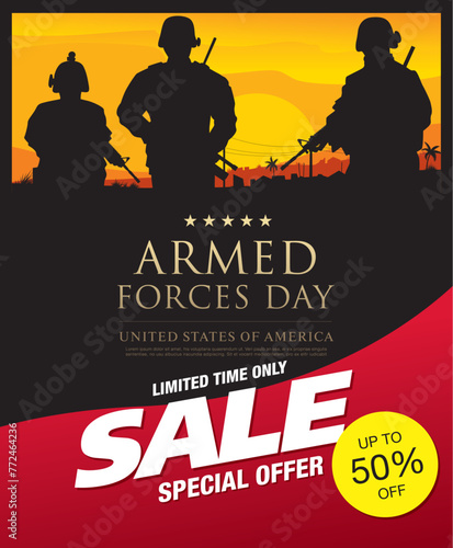 armed forces day sale banner layout design