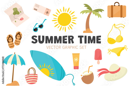 Summer Time Vector Illustration Set (ID: 772466868)
