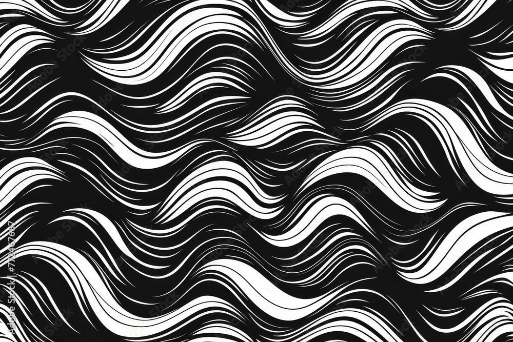 Obraz premium Abstract Black and White Wavy Lines Pattern