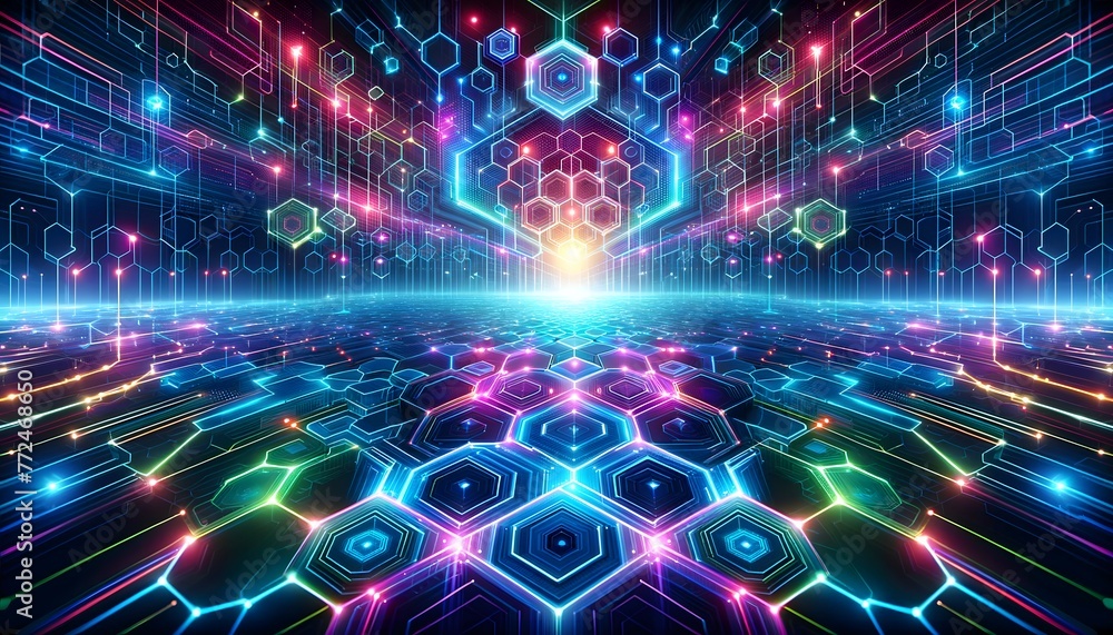 Futuristic Wallpaper Neon Hexagon Grid Futuristic Wallpaper Neon Hexagon Grid