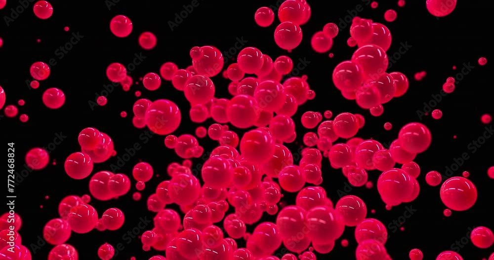 Falling from top red small balls in black space. Abstract minimal background. Modern 3d animation backdrop Falling from top red small balls in black space. Abstract minimal background. Modern 3d animation backdrop