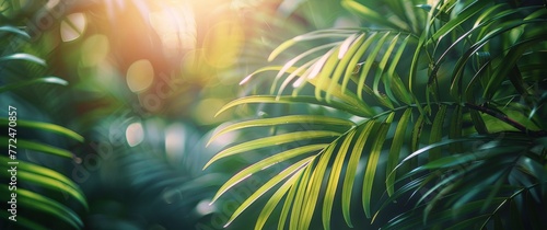 Sunlight Filtering Through Tropical Tree Leaves © ArtCookStudio