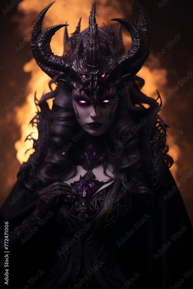 Naklejka premium black demon girl