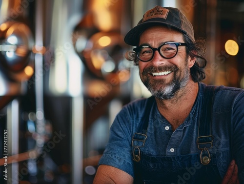 Entrepreneurial Craft Brewery Owner Smiling Portrait - Simple Title photo