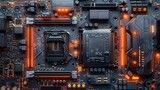 Witness the intricate circuitry of a state-of-the-art motherboard, where each component's placement showcases the epitome of technological precision.