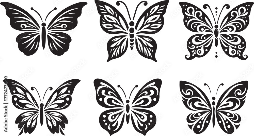  Butterfly silhouette icon with white background
