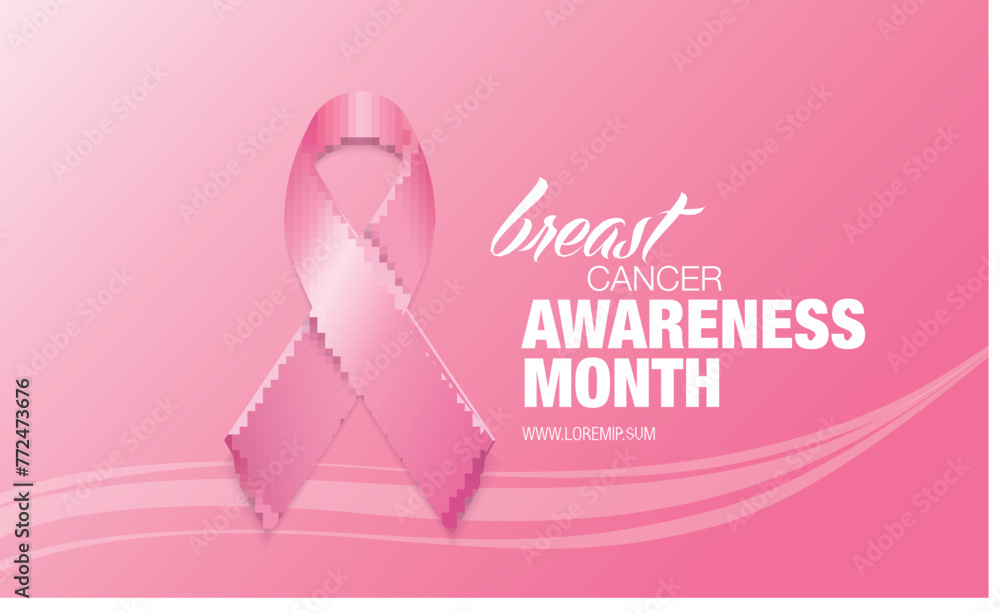 Breast cancer awareness month. Awareness ribbon. Vector illustration