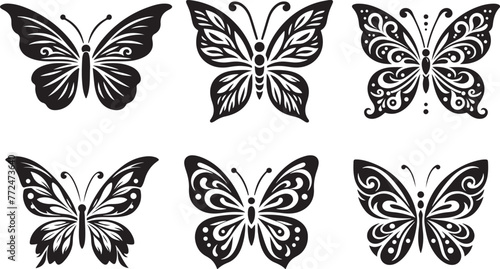  Butterfly silhouette icon with white background  © pallab