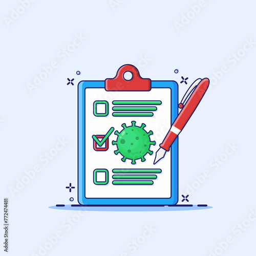 Positive virus test result concept. Virus form diagnostic cartoon vector illustration
